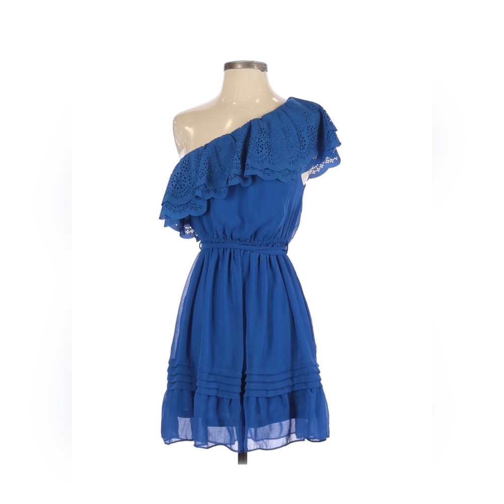 Double Zero royal blue one shoulder cocktail dress